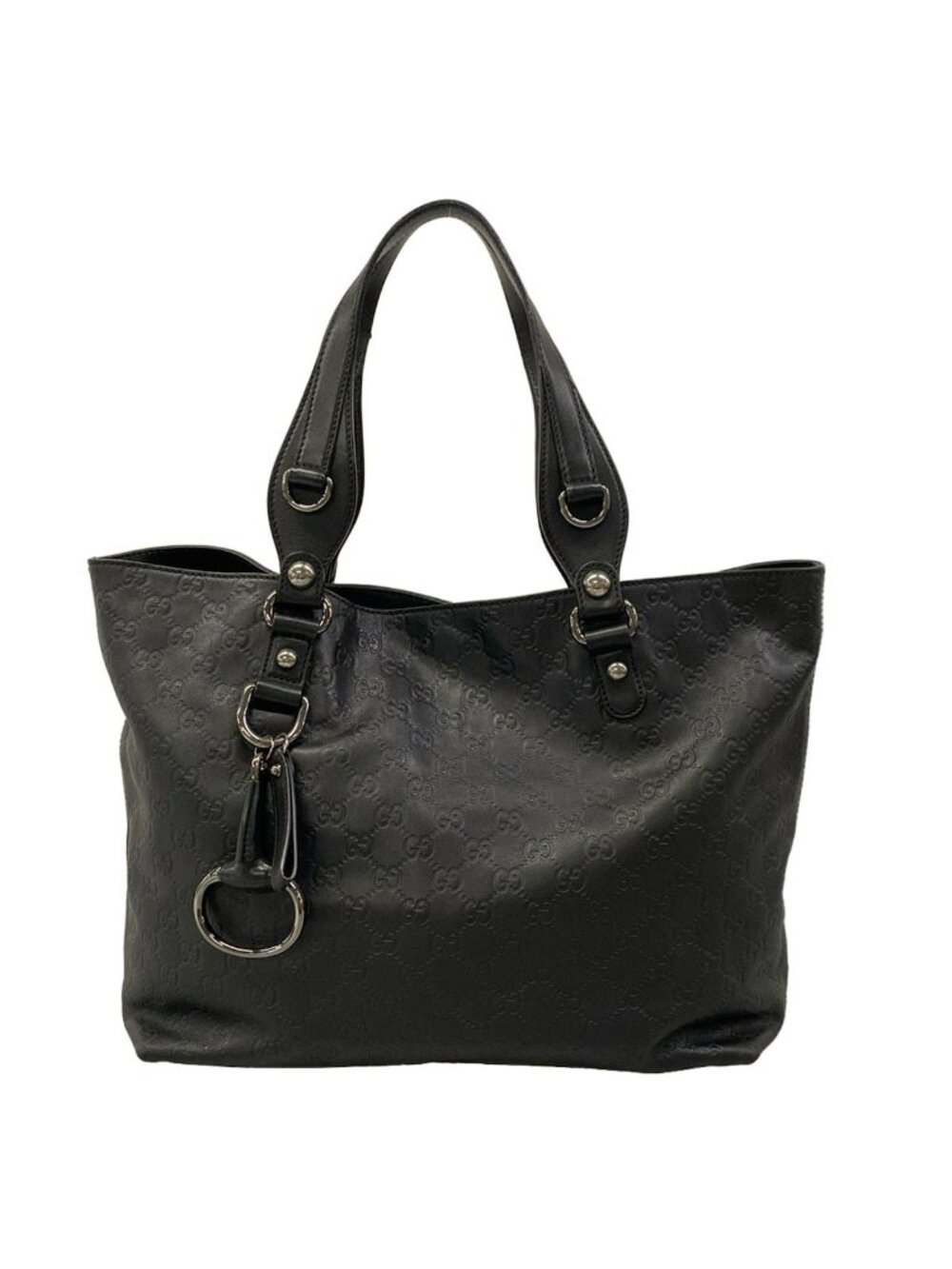 Gucci Tote Icon Bit Guccissima Line Black Leather